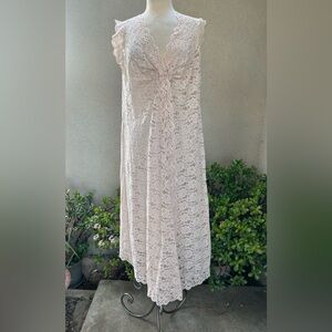 Vintage romantic lace sheer robe sleeveless cream color Sz small by Glydons